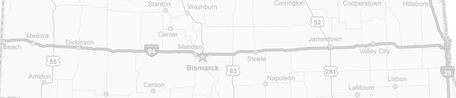 Road map of North Dakota